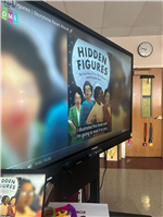 Photo of a screen showing the cover of the "Hidden Figures" book.